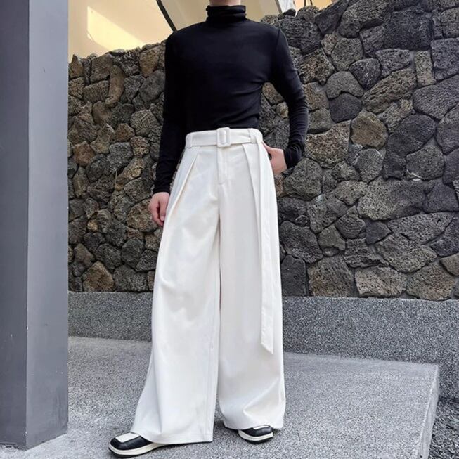Design Tuck Belted Wide Pants【TR3315】