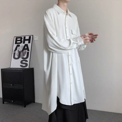 Flowy Long Collared Shirt【TR3372】