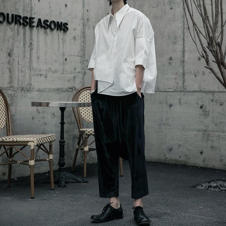 〈Unisex〉Wrap Nichi Irregular Shirt【TR1422】