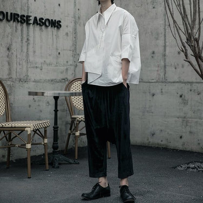 〈Unisex〉Wrap Nichi Irregular Shirt【TR1422】