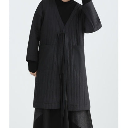Long V-Neck Pleats Jacket【TR3260】