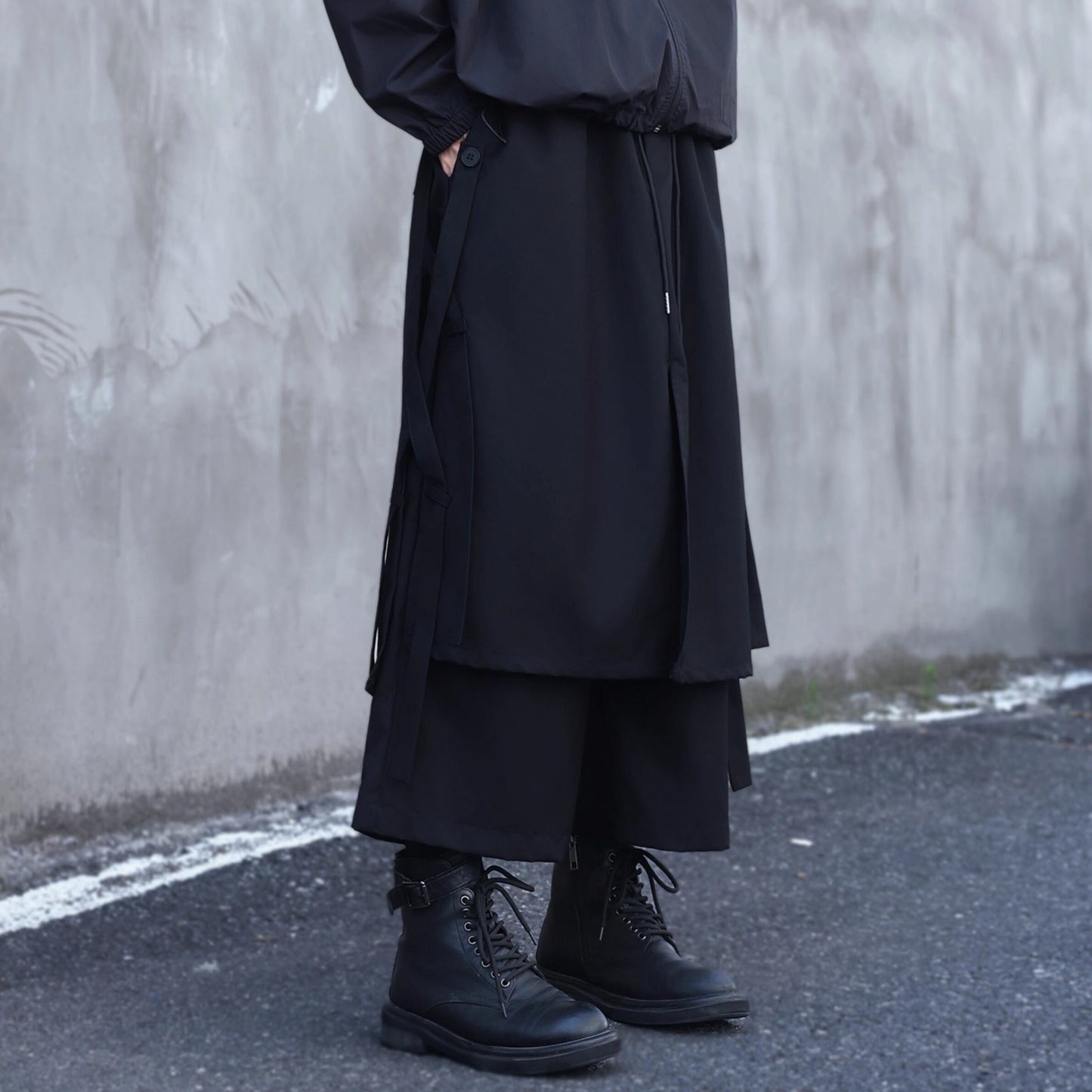 Layered-look Side Ribbon Pants【TR3298】