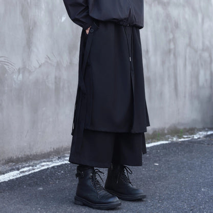 Layered-look Side Ribbon Pants【TR3298】