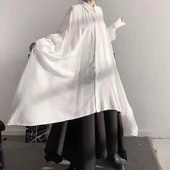 〈Unisex〉Irregular Long Huge Shirt【TR1411】