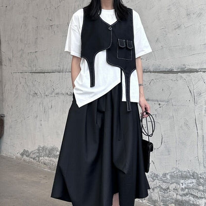 Asymmetry Stitch Vest【TR3236】