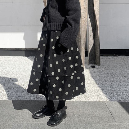 Corduroy Dot Balloon Skirt【TR3167】