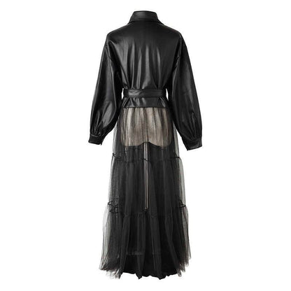 Synthetic Leather Mesh Jacket【TR1199】