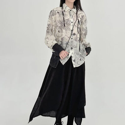 Water-Color Flower Collared Shirt【TR3121】