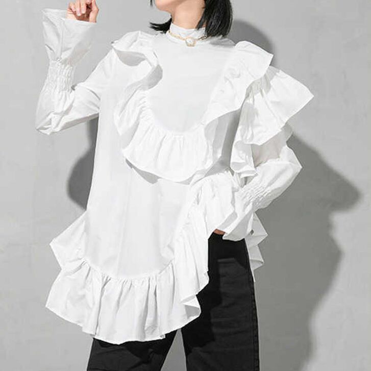 Stand Collor Frilled Shirt【TR0438】