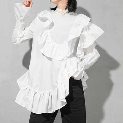 Stand Collor Frilled Shirt【TR0438】