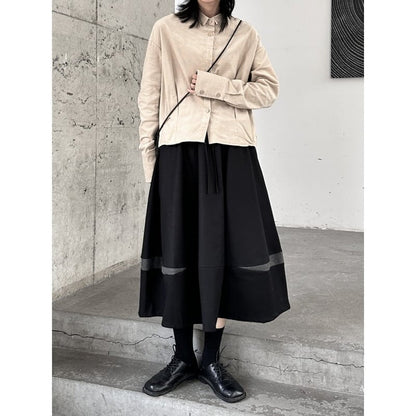 Bi-Color High-Waist Flare Skirt【TR3175】