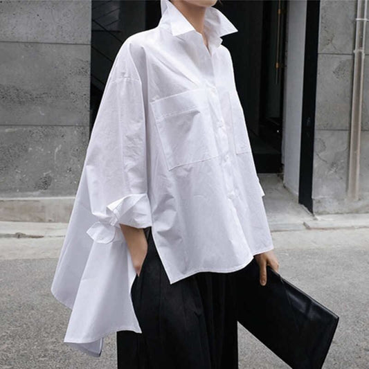〈Unisex〉Asymmetrical Loose Shirt【TR3030】