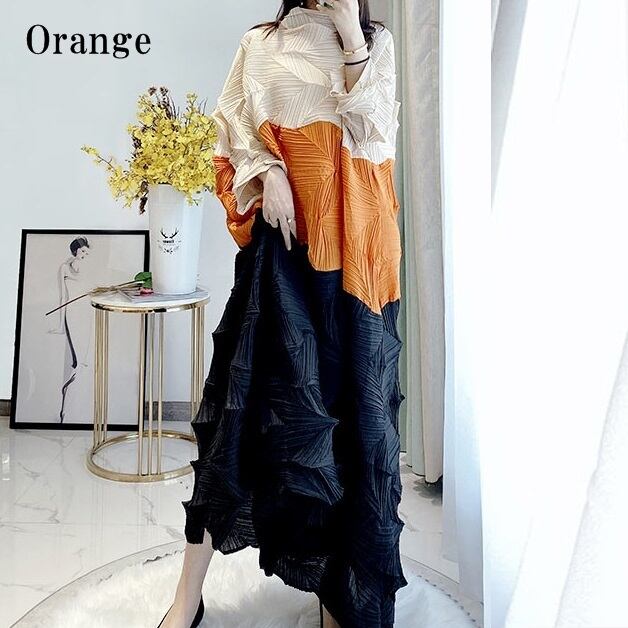 Tricolor Wrinkled All-in-one Dress【TR1454】