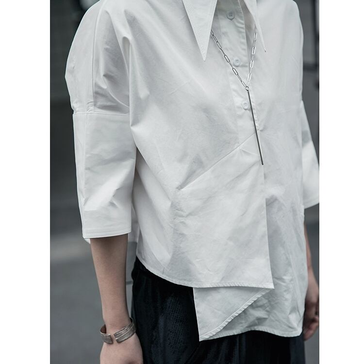 〈Unisex〉Wrap Nichi Irregular Shirt【TR1422】