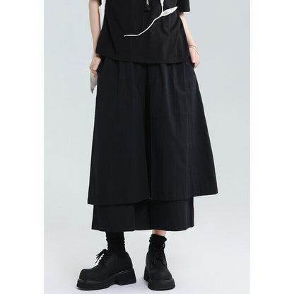 Wide Cropped Layered Pants【TR3221】