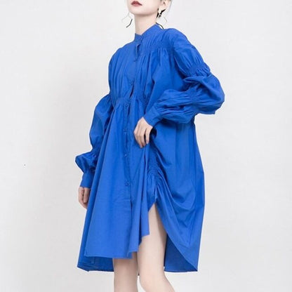 Asymmetrical Pleat  All-in-one Dress【TR1143】