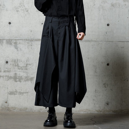 Irregular Hem Layered-look Wide Pants【TR3302】