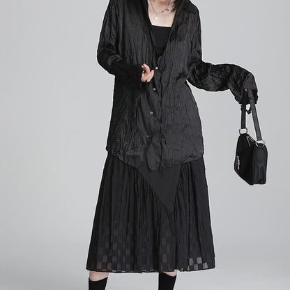 Crinkle Oversize Collared Shirt【TR3125】