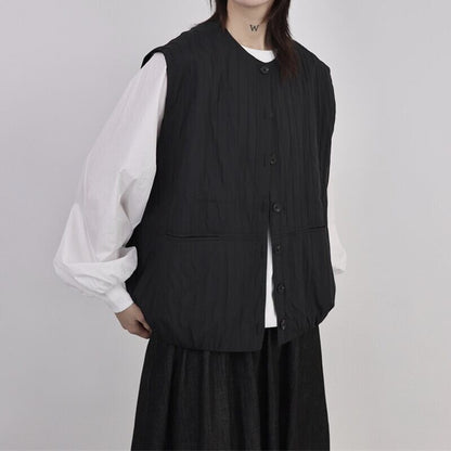 Pleats Simple Pocket Vest【TR3232】