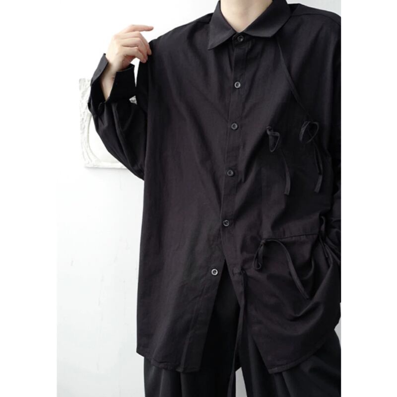 Asymmetric Tie Collared Shirt【TR3332】