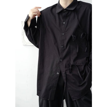 Asymmetric Tie Collared Shirt【TR3332】