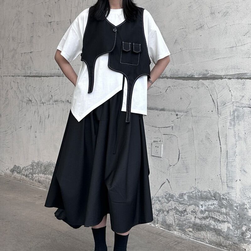 Asymmetry Stitch Vest【TR3236】