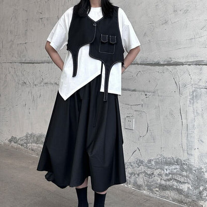 Asymmetry Stitch Vest【TR3236】