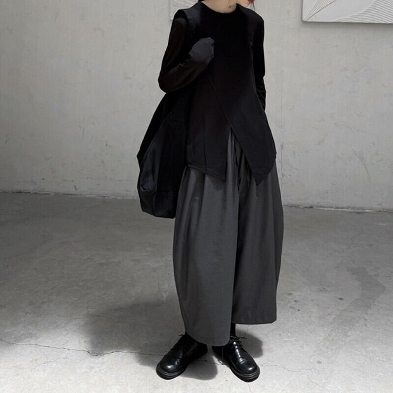 Asymmetry Slit T-Shirt【TR3141】