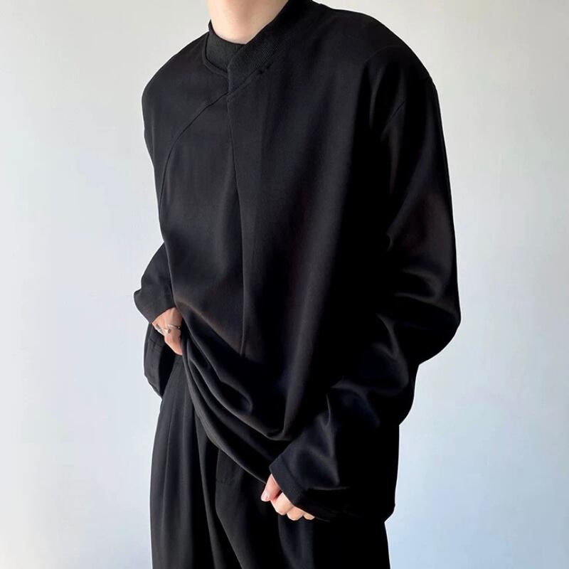 Asymmetric Curved Panel Long T-Shirt【TR3343】