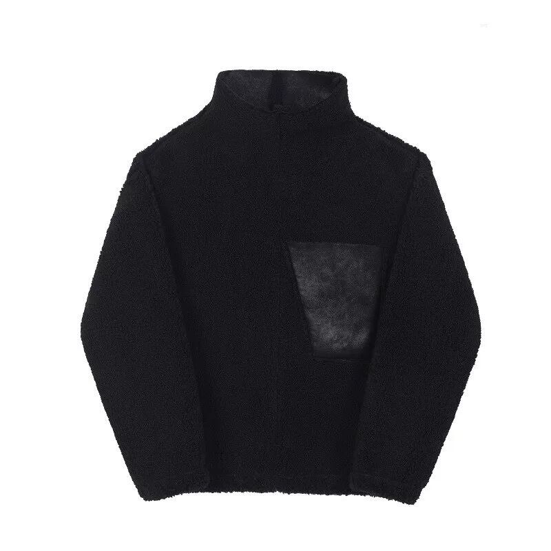 Faux Leather Pocket Fleece Jacket【TR3350】