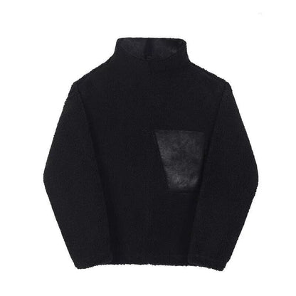 Faux Leather Pocket Fleece Jacket【TR3350】