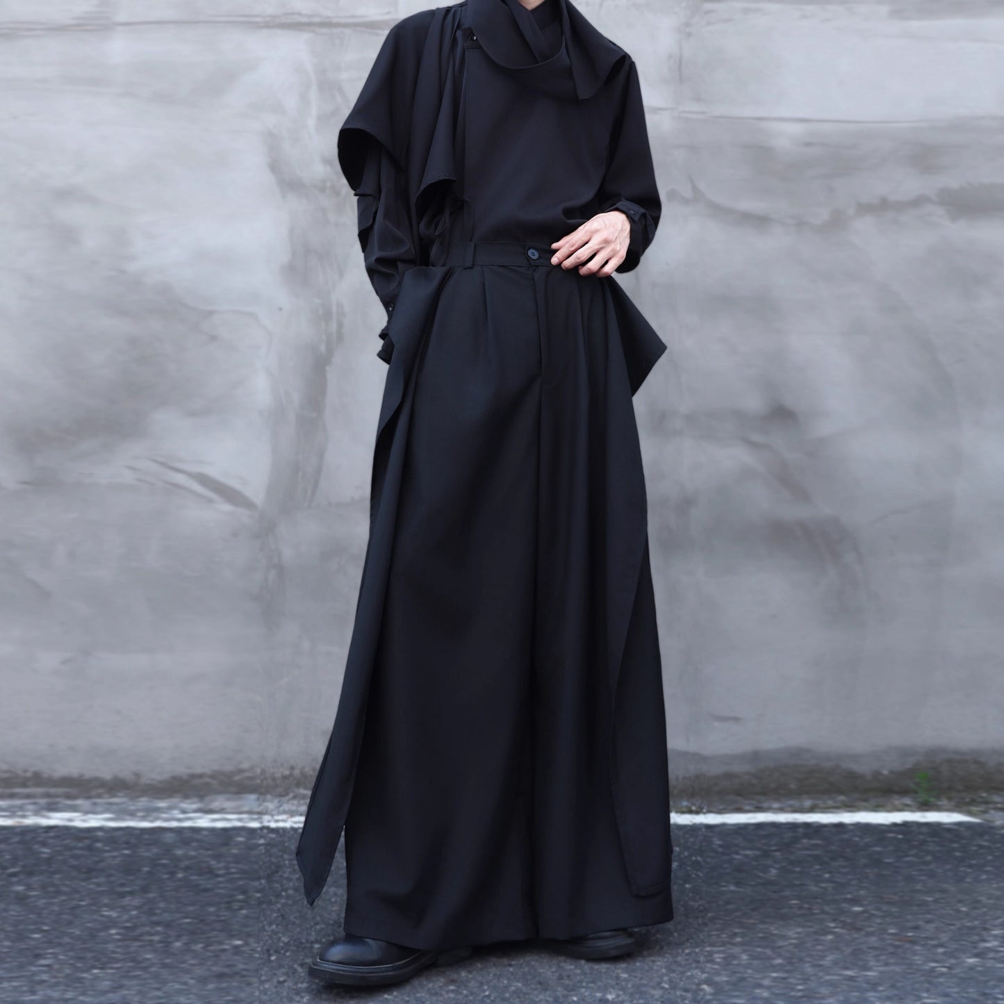 Drape Ribbon Straight Wide Pants【TR3307】