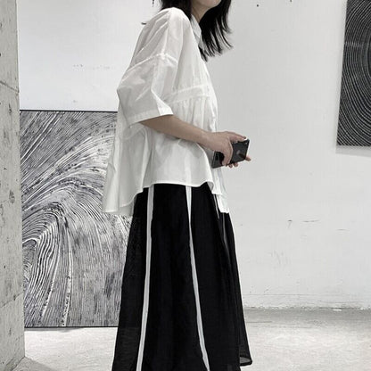 Asymmetry Gather Collared Shirt【TR3111】