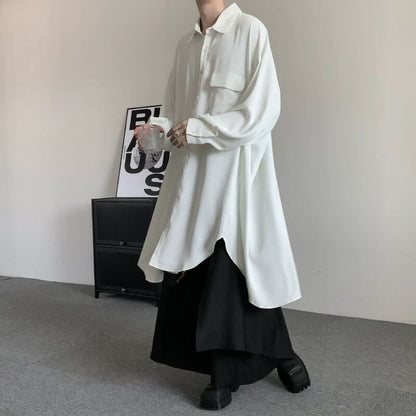 Flowy Long Collared Shirt【TR3372】