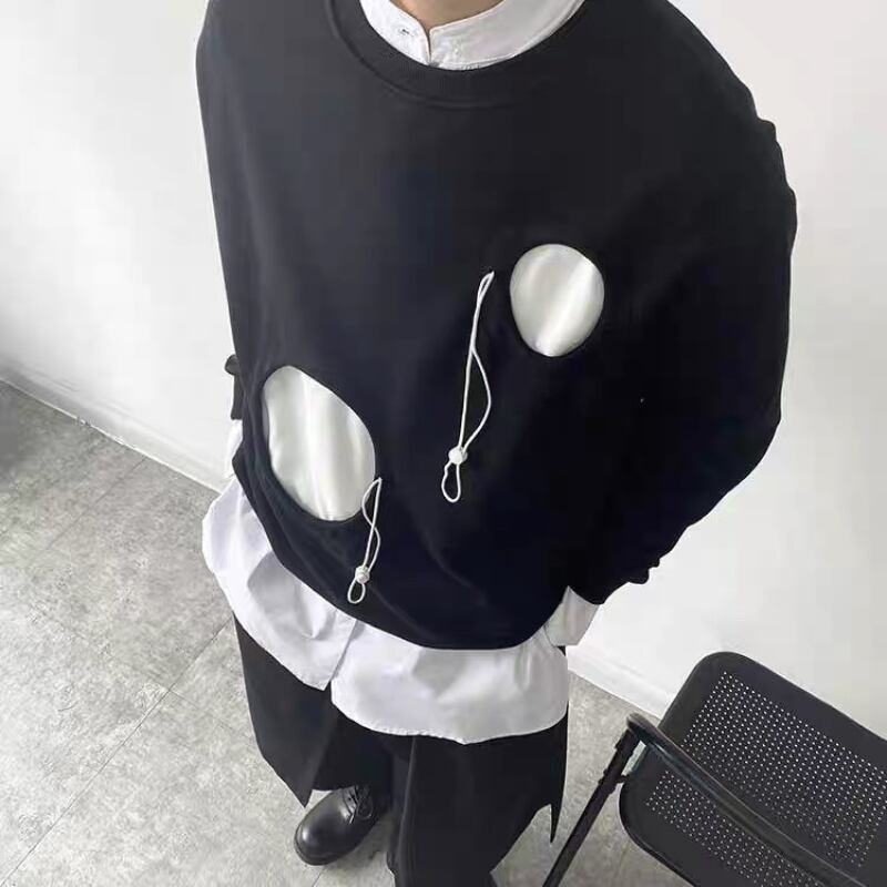 Contrast Cutout Long T-shirt【TR3345】