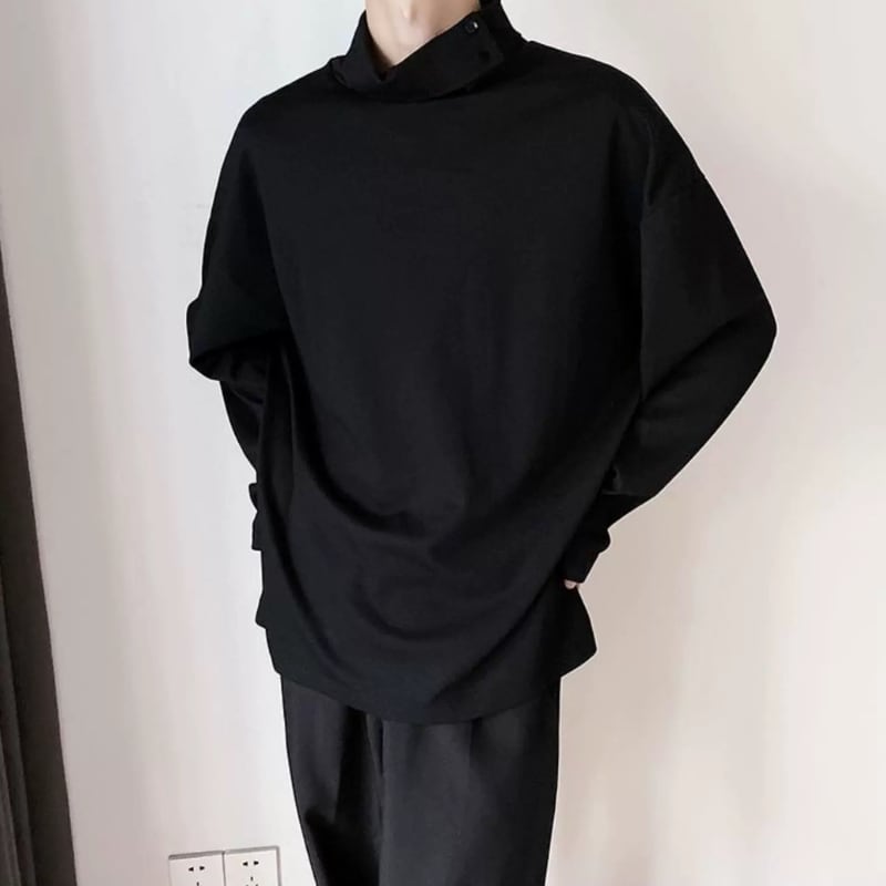 Button High-Neck T-shirt【TR3329】