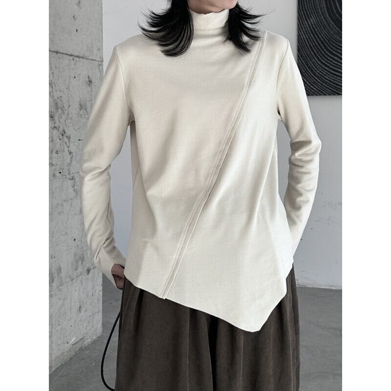 Asymmetry High-Neck T-Shirt【TR3138】