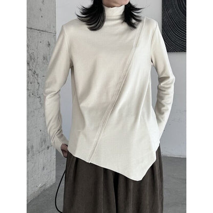 Asymmetry High-Neck T-Shirt【TR3138】