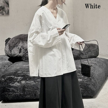 No-Collar Oversize Collared Shirt【TR3128】