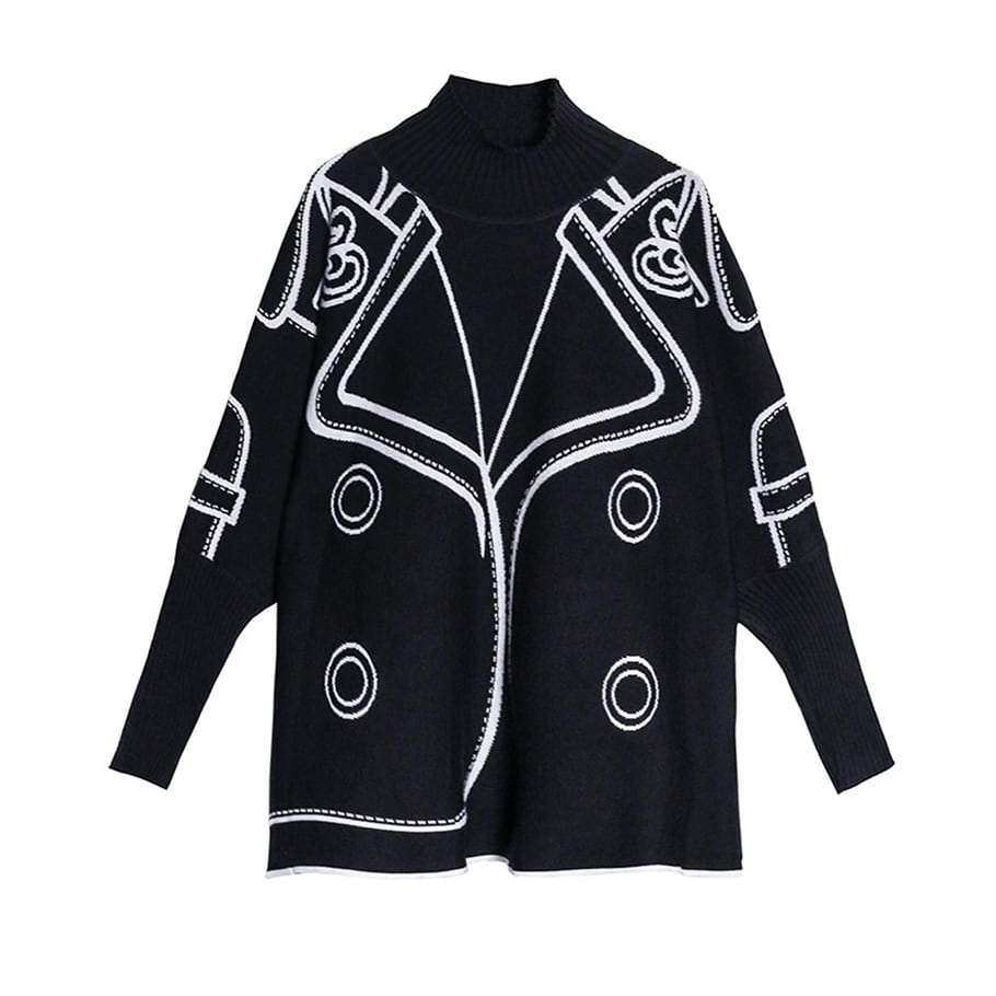 Painted High-neck Knit Shirt【TR1334】