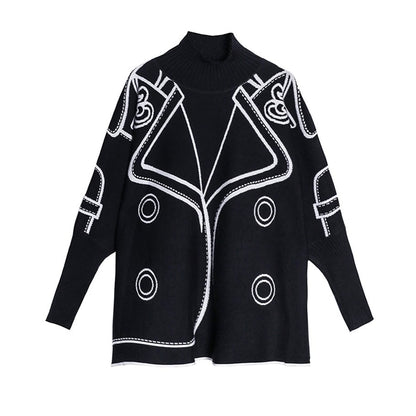 Painted High-neck Knit Shirt【TR1334】
