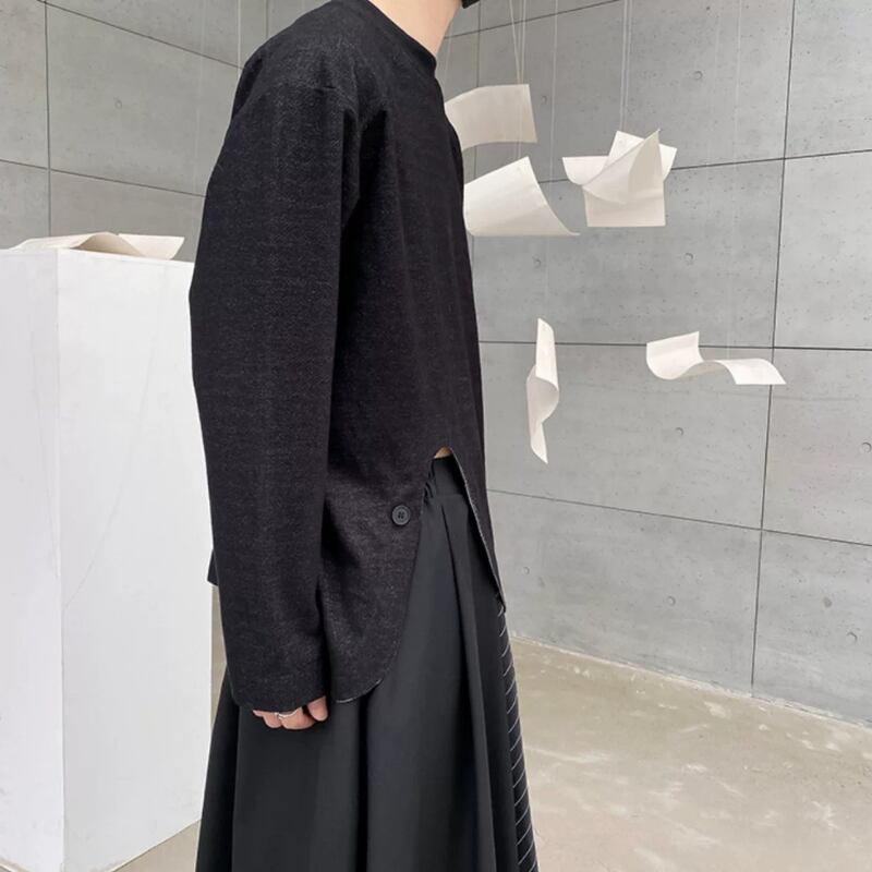 Curved Hem Cutout Long T-shirt【TR3351】