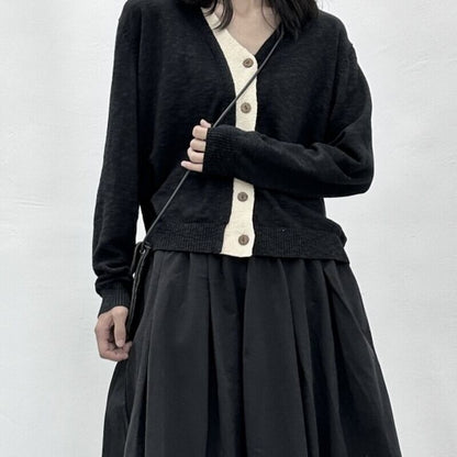 Knit Bi-Color V-Neck Jacket【TR3267】