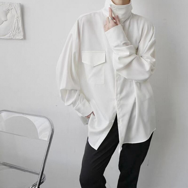 Structured High-Neck Collared Shirt【TR3375】