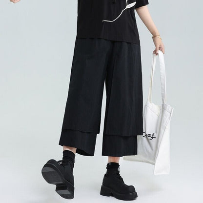 Wide Cropped Layered Pants【TR3221】