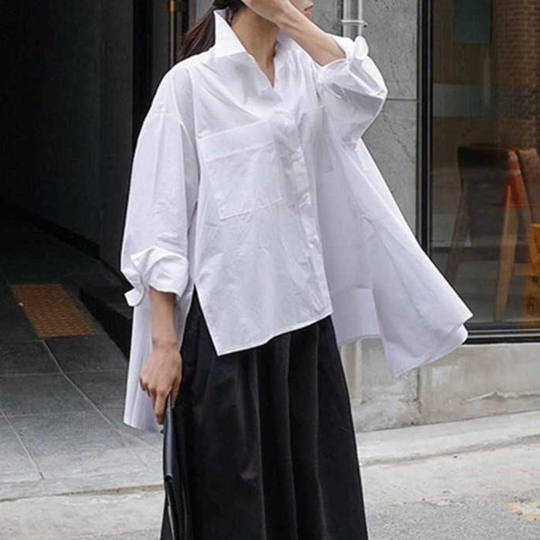 〈Unisex〉Asymmetrical Loose Shirt【TR3030】