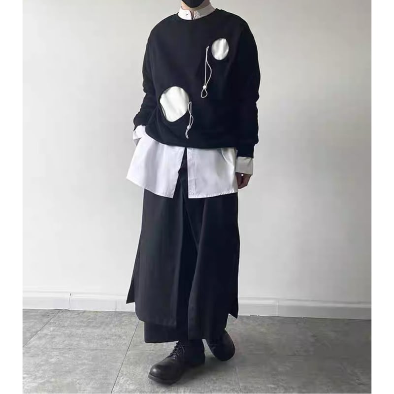 Contrast Cutout Long T-shirt【TR3345】