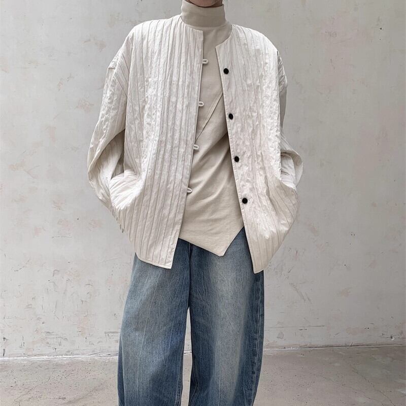 Pleats No-Collar Jacket【TR3244】