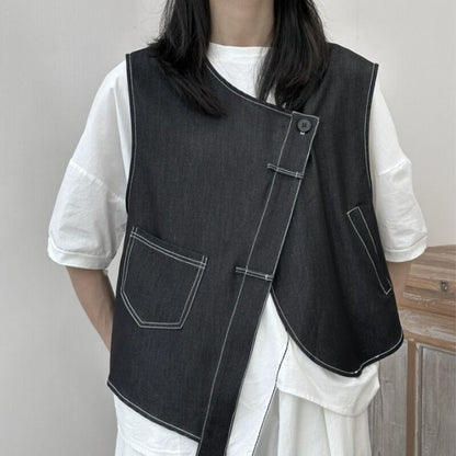 Asymmetry Stitch Vest【TR3238】