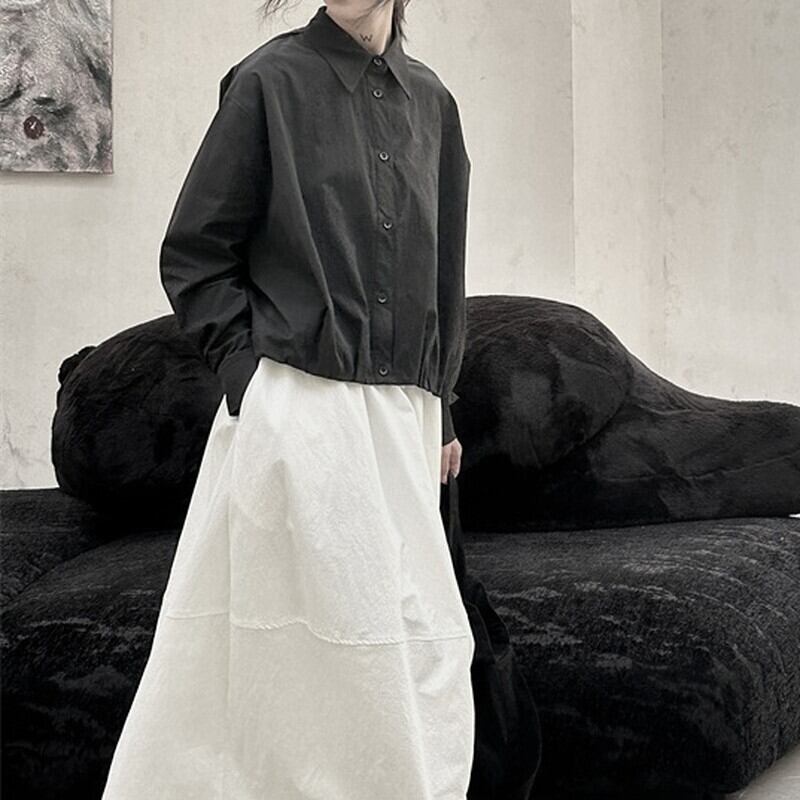 Crumply Simple Collared Shirt【TR3129】